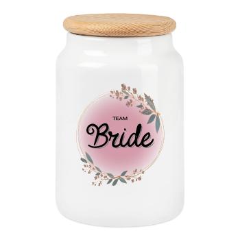 Team Bride4 - Cookie Jar with Wooden Lid - white - Front