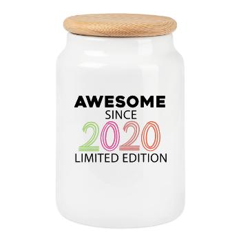 Fantastic since 2020 - Vintage 2020 - Cookie Jar with Wooden Lid - white - Front