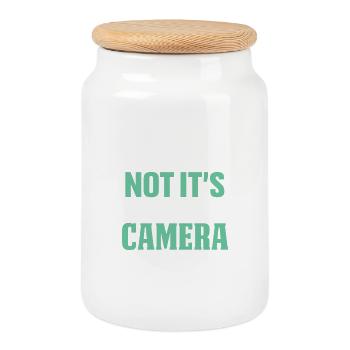 Ironic Message Photography - Cookie Jar with Wooden Lid - white - Front