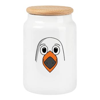 Gull - Cookie Jar with Wooden Lid - white - Front