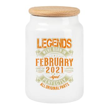 Légende d’anniversaire de février 2021 - Boîte à biscuits avec couvercle en bois - blanc - Devant