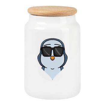 Cool Penguin avec lunettes de soleil Cool - Boîte à biscuits avec couvercle en bois - blanc - Devant