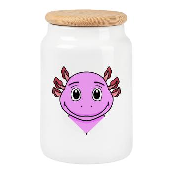 Axolotl - Boîte à biscuits avec couvercle en bois - blanc - Devant