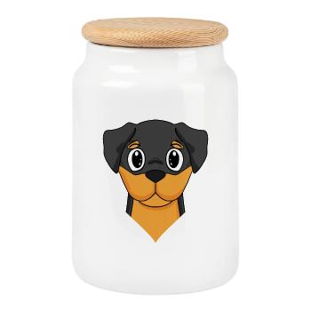 Race de chien Rottweiler - Boîte à biscuits avec couvercle en bois - blanc - Devant
