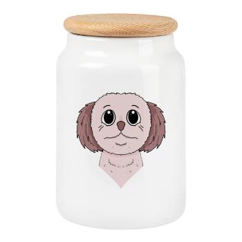 Shih Tzu Chien Race de chien - Boîte à biscuits avec couvercle en bois - blanc - Devant