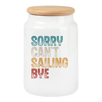 Sailing Sailor Sailboat Retro Vintage - Cookie Jar with Wooden Lid - white - Front