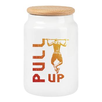 Gradient pull-up silhouette - Cookie Jar with Wooden Lid - white - Front