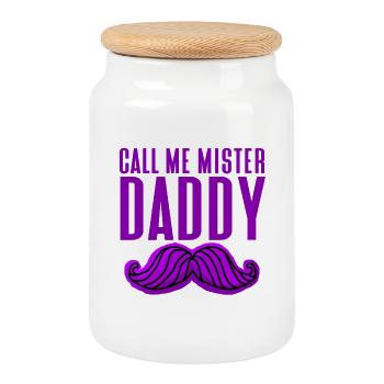 Call Me Mister Daddy - Boîte à biscuits avec couvercle en bois - blanc - Devant