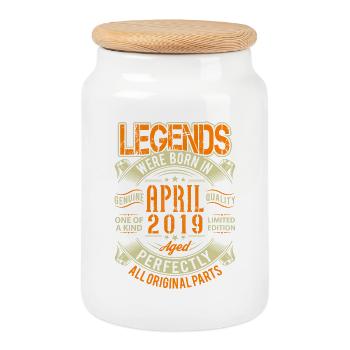 Légende d’anniversaire d’avril 2019 - Boîte à biscuits avec couvercle en bois - blanc - Devant