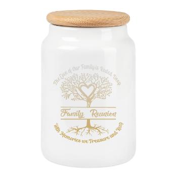 Réunion de famille L’amour de notre famille - Boîte à biscuits avec couvercle en bois - blanc - Devant