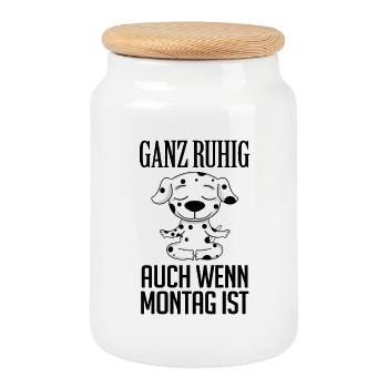 Dalmatiner Hund - Keksdose mit Holzdeckel - Weiß - Vorne
