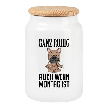 Deutscher Schäferhund - Keksdose mit Holzdeckel - Weiß - Vorne