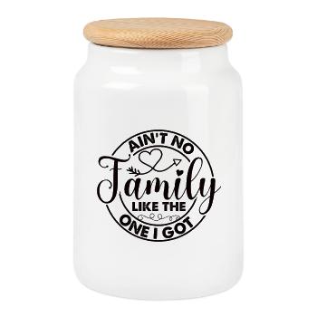 Appréciation de la famille Ain’t No Family - Boîte à biscuits avec couvercle en bois - blanc - Devant
