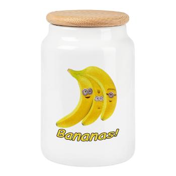 Ich liebe Bananen - Keksdose mit Holzdeckel - Weiß - Vorne
