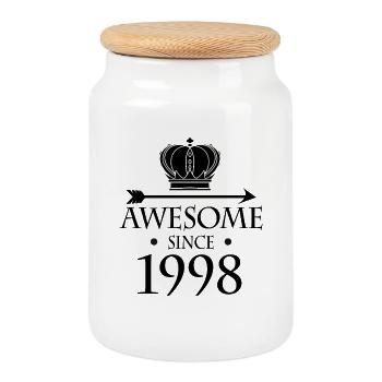 Jahrgang 1998 - Fantastisch seit 1998 - Keksdose mit Holzdeckel - Weiß - Vorne