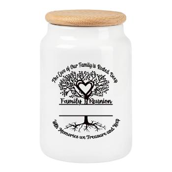 Réunion de famille L’amour de notre famille - Boîte à biscuits avec couvercle en bois - blanc - Devant