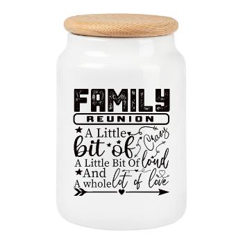 Réunion de famille un peu folle - Boîte à biscuits avec couvercle en bois - blanc - Devant