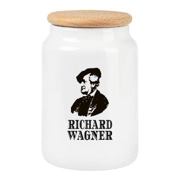Richard Wagner Classical Music Composer Classical Music - Cookie Jar with Wooden Lid - white - Front