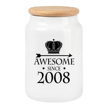 Millésime 2008 - Fantastique depuis 2008 - Boîte à biscuits avec couvercle en bois - blanc - Devant