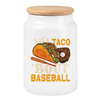 Let's Taco Bout Baseball - Boîte à biscuits avec couvercle en bois - blanc - Devant