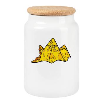 Montagne du fromage - Boîte à biscuits avec couvercle en bois - blanc - Devant