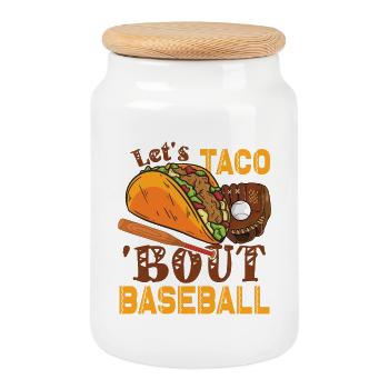 Let's Taco Bout Baseball - Boîte à biscuits avec couvercle en bois - blanc - Devant