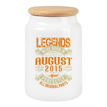 2015 August Geburtstag Legende - Keksdose mit Holzdeckel - Weiß - Vorne