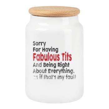 Sorry I'm fabulous - Cookie Jar with Wooden Lid - white - Front