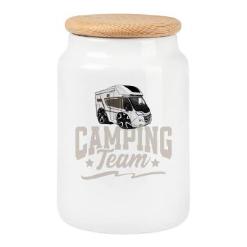 Camping Team Camper Campen - Keksdose mit Holzdeckel - Weiß - Vorne