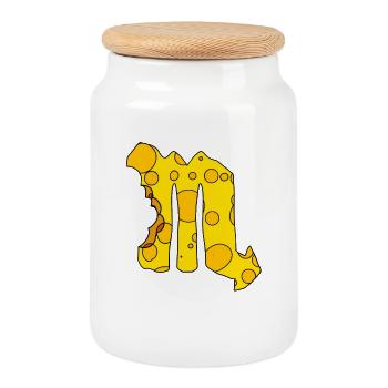 Zodiac sign Scorpio - Cookie Jar with Wooden Lid - white - Front