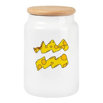 Zodiac sign Aquarius - Cookie Jar with Wooden Lid - white - Front