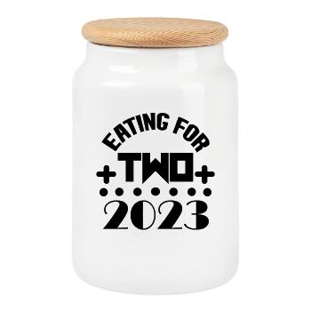 Zwillinge Schwanger Schwangerschaft 2023 - Keksdose mit Holzdeckel - Weiß - Vorne