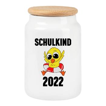 Schuldkind Einschulung 2022 - Keksdose mit Holzdeckel - Weiß - Vorne