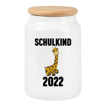 Schuldkind Einschulung 2022 - Keksdose mit Holzdeckel - Weiß - Vorne