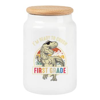 T-Rex First Friend Lively Style - Cookie Jar with Wooden Lid - white - Front