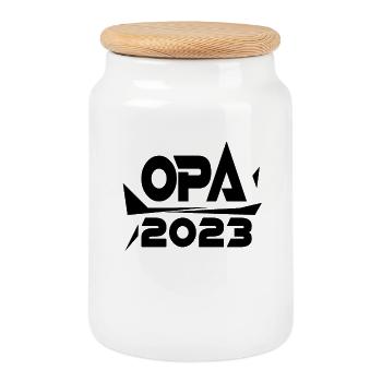 Opa 2023 - Opa werden - Bald Opa - Keksdose mit Holzdeckel - Weiß - Vorne