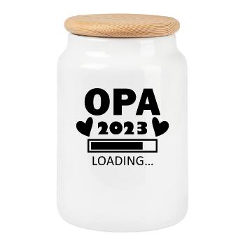 Opa loading 2023 - Opa werden - Bald Opa - Keksdose mit Holzdeckel - Weiß - Vorne