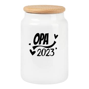 Opa 2023 - Opa werden - Bald Opa - Keksdose mit Holzdeckel - Weiß - Vorne