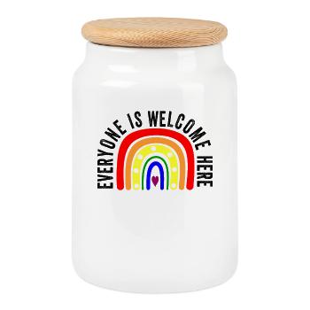 UNITY DAY Everyone is Welcome Here Boho Rainbow - Cookie Jar with Wooden Lid - white - Front