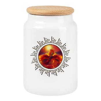 Merveilleux phénix au-dessus de l’océan - Boîte à biscuits avec couvercle en bois - blanc - Devant