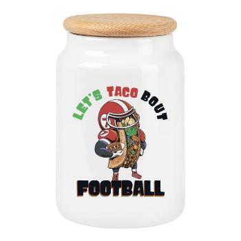 Taco Bout Football Spieltag - Keksdose mit Holzdeckel - Weiß - Vorne