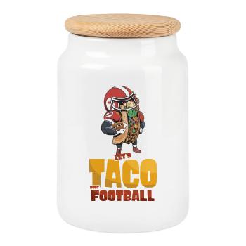 Taco Bout Football Spieltag - Keksdose mit Holzdeckel - Weiß - Vorne