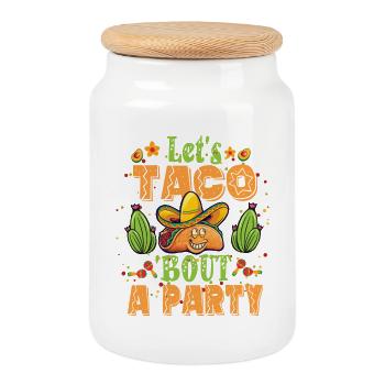 Let’s Taco Bout A Party Taco Anniversaire - Boîte à biscuits avec couvercle en bois - blanc - Devant