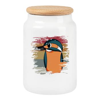 Eisvogel Blauer Vogel Retro - Keksdose mit Holzdeckel - Weiß - Vorne