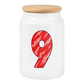 9 - Cookie Jar with Wooden Lid - white - Front