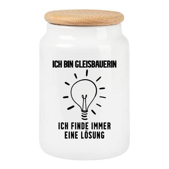 Gleisbauerin Beruf - Keksdose mit Holzdeckel - Weiß - Vorne