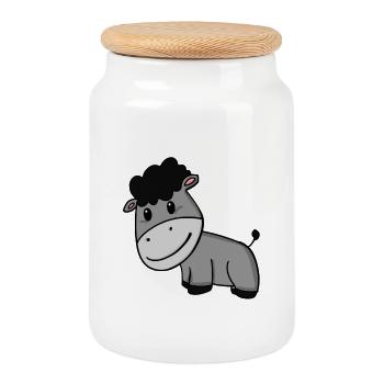 Donkey - Cookie Jar with Wooden Lid - white - Front