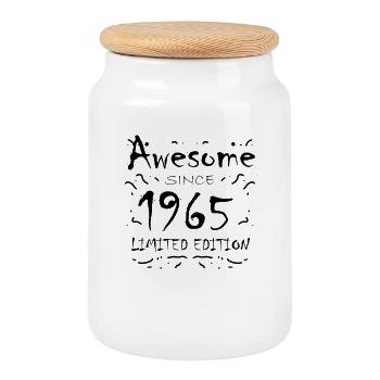 Fantastique depuis 1965 - né en 1965 - Boîte à biscuits avec couvercle en bois - blanc - Devant