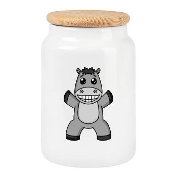 Donkey - Cookie Jar with Wooden Lid - white - Front