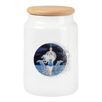 Goddess of the Sea Glitter - Sonja Ariel von Staden - Cookie Jar with Wooden Lid - white - Front